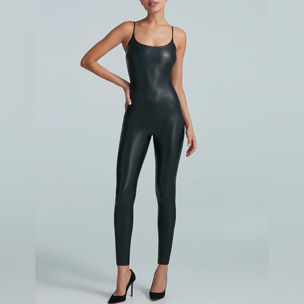 COMMANDO FAUX LEATHER CAMI CAT SUIT IN BLACK - NWT - SIZE LARGE